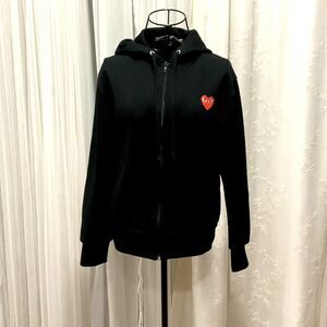 COMME des GARCONS PLAY Signature Logo Zip-Front Hoodie Black Size S